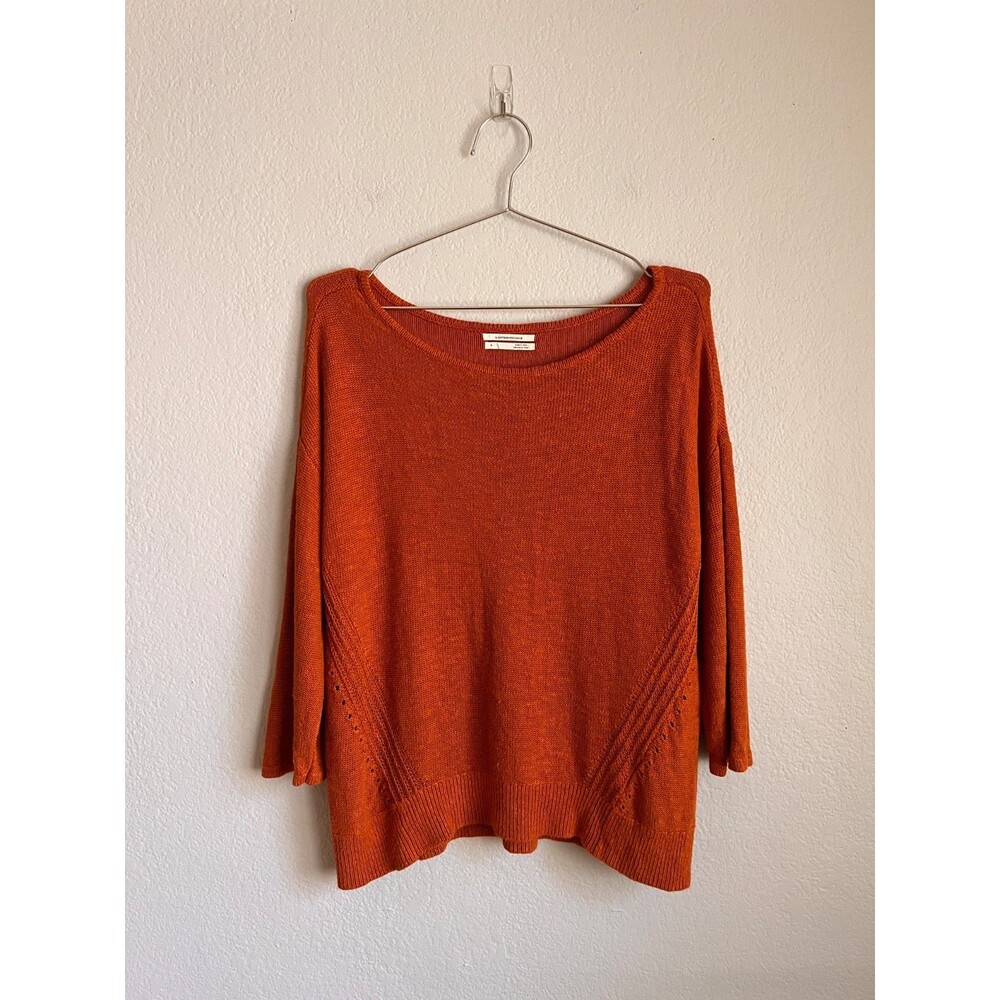 by Anthropologie Mayfield Knit Pullover Sweater in Rust Size SMALL